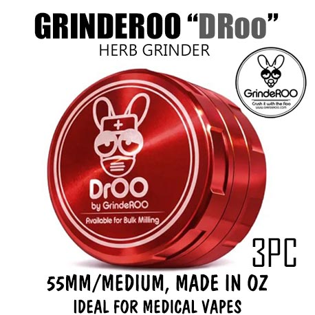 tobacco grinder nz DRoo GrindeROO Threadless 3pc 55mm Medium Herb NBT Electric Metal Grinder