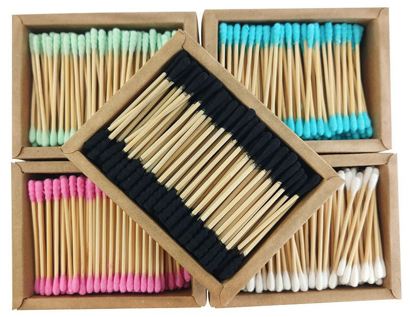 Colored Ribbed Bamboo Stick Cotton Buds for Cleaning Herbal Vapes NZ