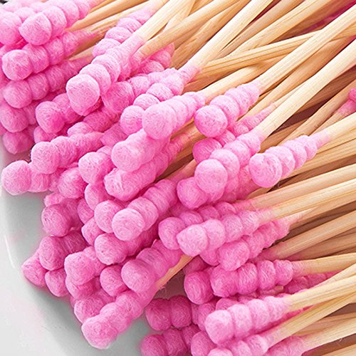 Pink Ribbed Bamboo Stick Cotton Buds for Cleaning Herbal Vapes NZ