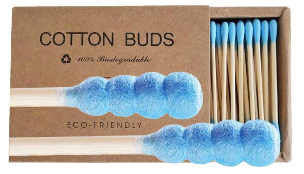 Ribbed Blue Bamboo Stick Cotton Buds for Cleaning Herbal Vapes NZ