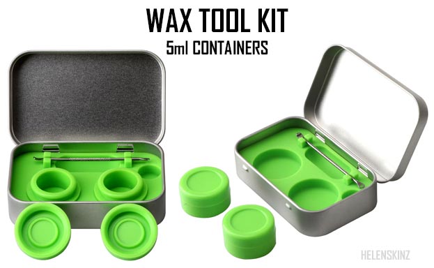 Wax Tool Kit with silicone containers and Dab Tool in small Tin NZ