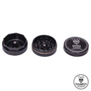 Opened Black Medium DRoo Grinderoo Grinder showing all 3 pieces NZ