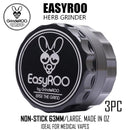 EasyRoo 3pc 63mm Ceramic Non-Stick Grinderoo Herb Grinder, Black

