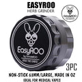 EasyRoo 3pc 63mm Ceramic Non-Stick Grinderoo Herb Grinder, Black