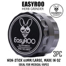 EasyRoo 3pc 63mm Ceramic Non-Stick Grinderoo Herb Grinder, Black
