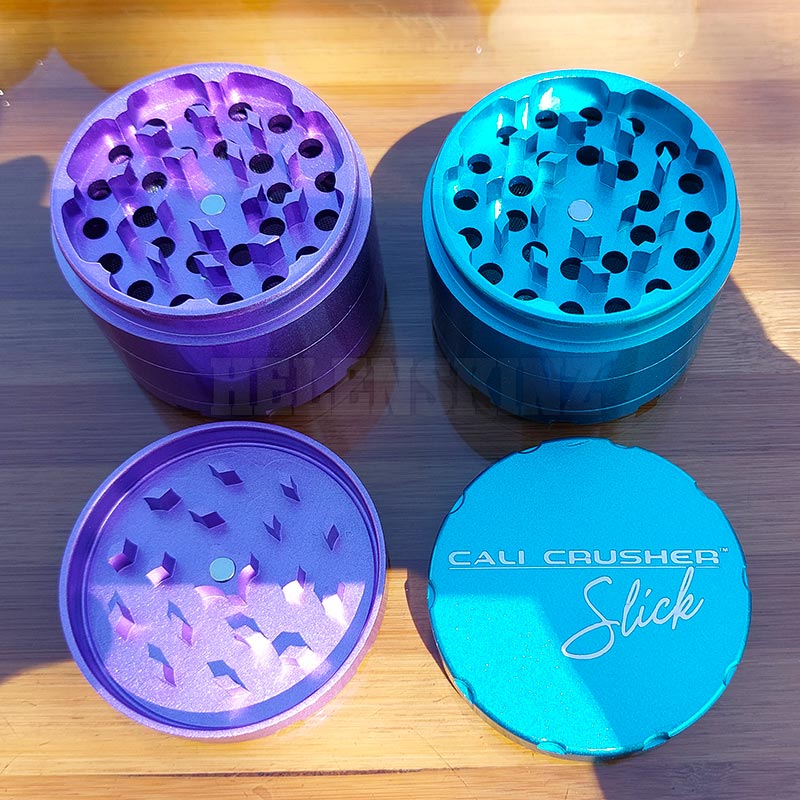 Purple and Teal Cali Crusher OG Slick Non-Stick Ceramic 4PC Grinders NZ
