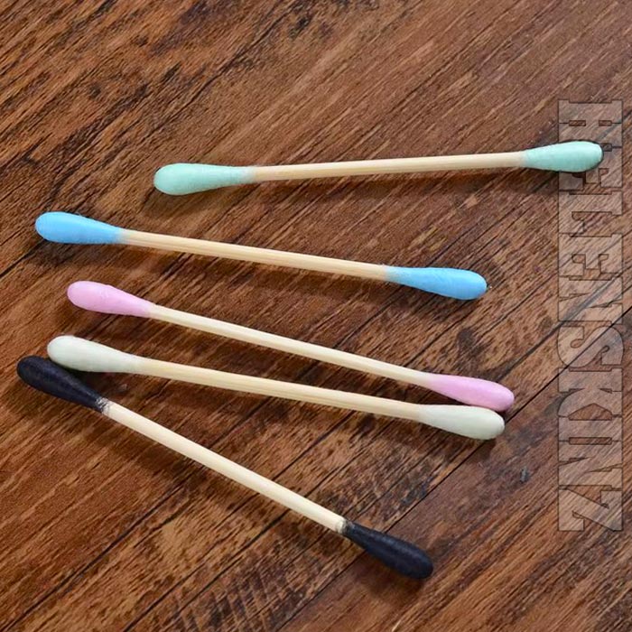 Closeup of Colored Bamboo Stick Cotton Buds for Cleaning Herbal Vapes NZ