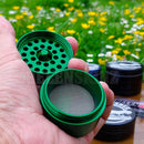 Pollen screen on the Medium 4pc Green Croc Crusher Herb Grinder NZ