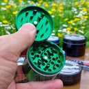Opened Medium 4pc Green Croc Crusher Herb Grinder NZ