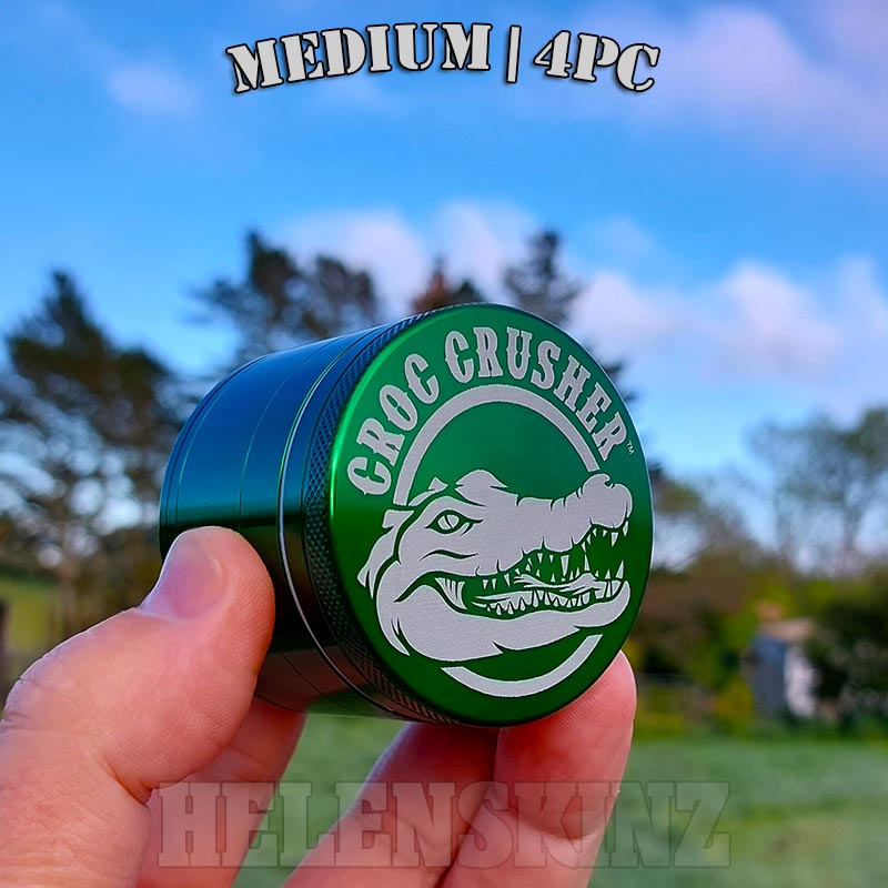 Holding Medium 4pc Green Croc Crusher Herb Grinder NZ