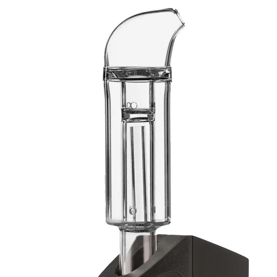 close up of Clear POTV Glass Curved Mini Bubbler on vape NZ