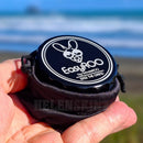 Holding an EasyRoo Non-Stick Grinderoo Grinder in the included baggie NZ