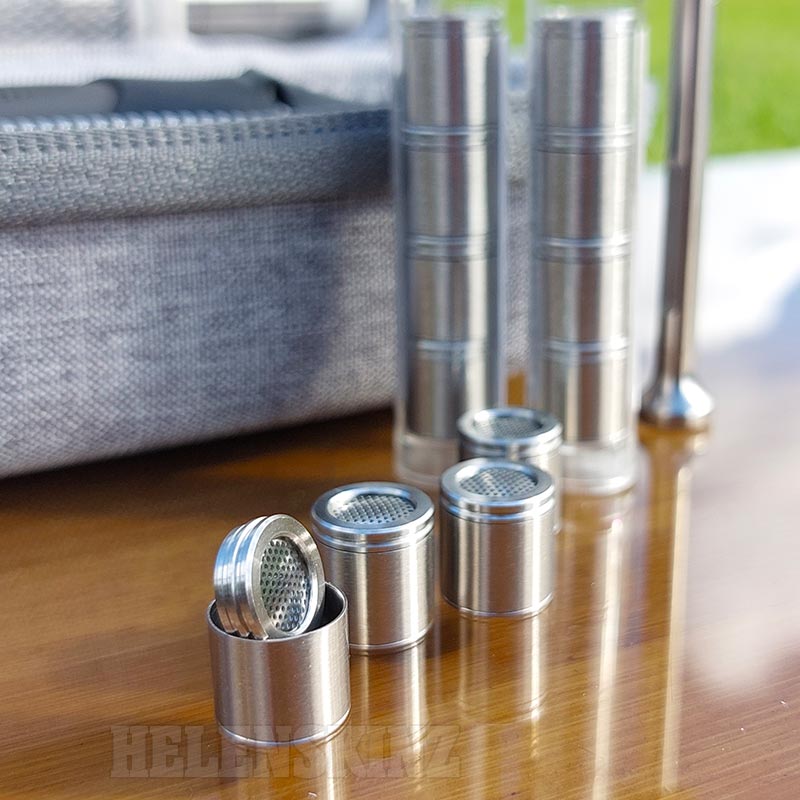 Close up of Stainless Steel Dosing Capsules for G Pen Elite 2 Medical Vaporizer