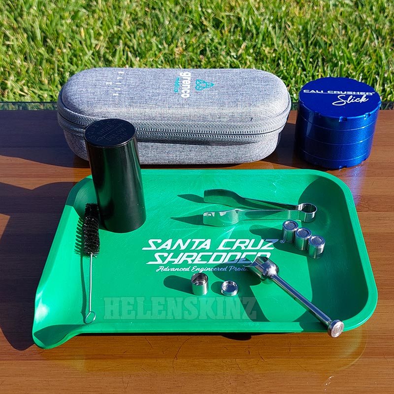 Green Santa Cruz Shredder tray with dosing capsules for G Pen Medical Vape NZ