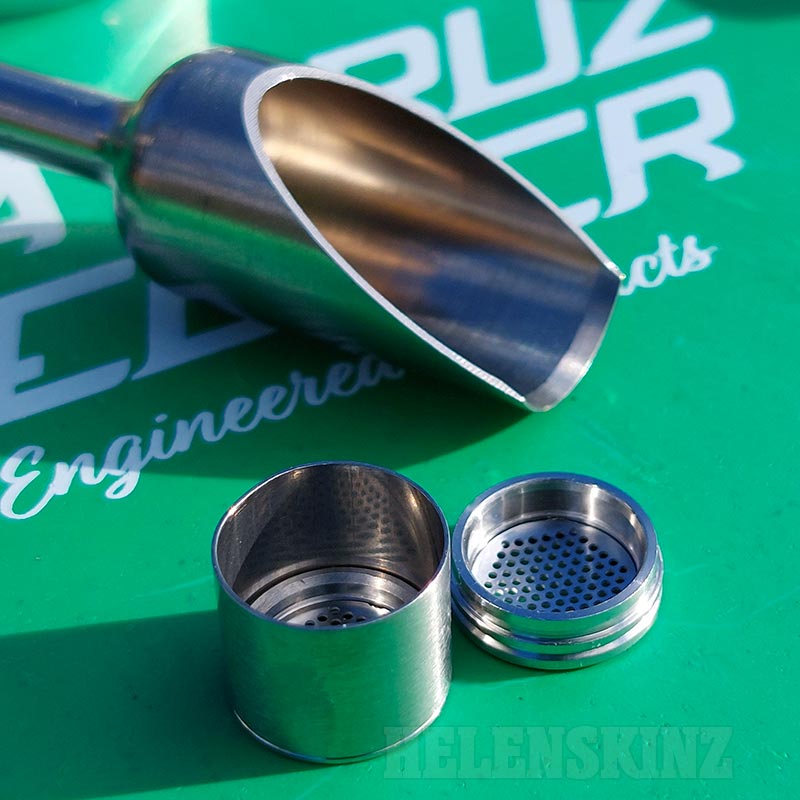 Close up of Titanium Herb Scoop and Stainless Dosing Capsules for Elite II Vaporizer NZ