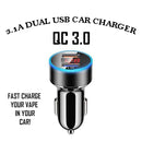 3.1A Dual USB Car Charger QC 3.0 LED Display Fast Charging NZ