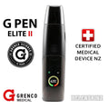 G Pen Elite II vaporizer with Grenco Science branding and certification badge for Medical Certification in New Zealand
