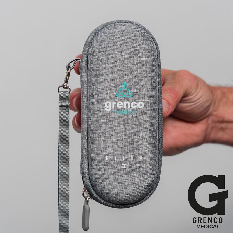 Gray carrying case with Grenco Medical logo