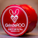 Front view of the Red 63mm OG GrindeROO 4pc Herb Grinder NZ