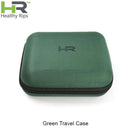 Green travel case with 'HR' branding