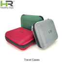Three travel cases in red, green, and gray with 'HR' branding on a white background.
