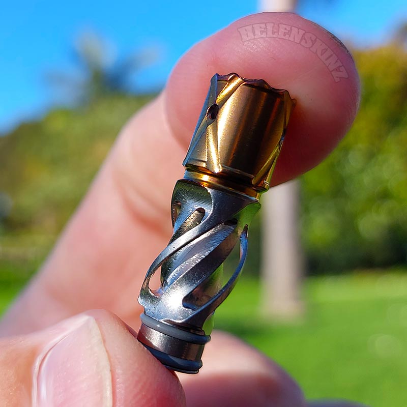 Holding a 2023 HELIX Tip by DynaVap NZ