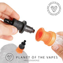POTV Volcano glass adapter, inserting the adapter into the bag mouthpiece on the Volcano Vape NZ