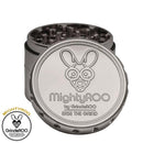 Silver MightyROO 63mm 4pc Herb Grinder with Lid removed showing teeth NZ