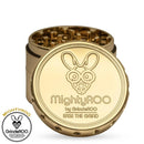 Gold MightyROO 63mm 4pc Herb Grinder with Lid removed showing teeth NZ
