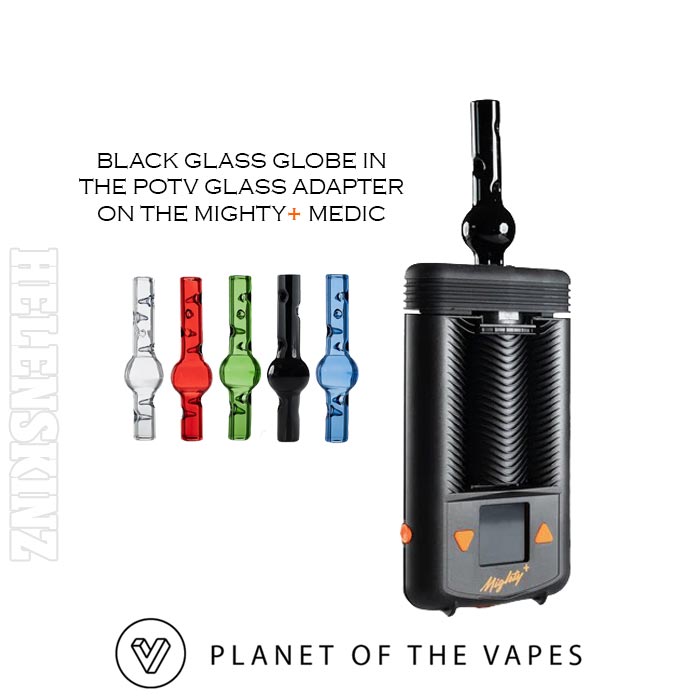 POTV Black Globe Glass on a Mighty+ Medic Vape NZ