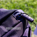 Pax Bag Close Up of branded zipper, Pax Logo