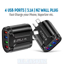 Black 4-port USB charger for vaporizer NZ