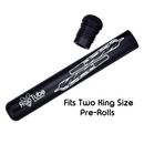 Black Aluminium GrindeRoo Diagram showing RooTube 2.0 Stash Tube that fits 2x King Size Pre-Rolls NZ