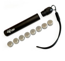 Black Metal GrindeRoo Diagram showing RooTube 2.0 Stash Tube with the 8x S&B included Dosing Capsules NZ