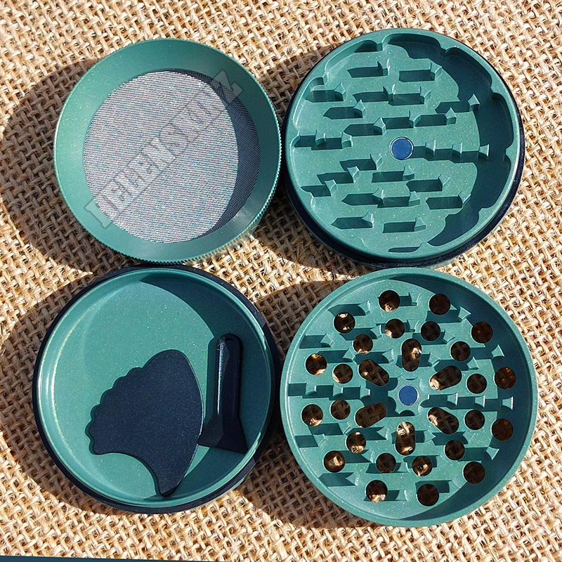 4 Part Green Ceramic SLX Non Stick Herb Grinders Helenskinz NZ
