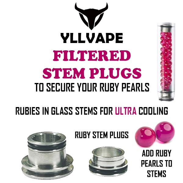 YLLVAPE filtered stem plugs with ruby pearls and glass stems