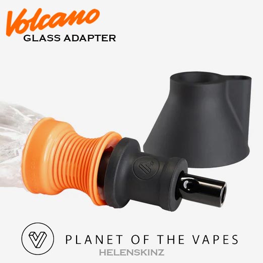 POTV Volcano glass adapter using black straight glass mouthpiece with Volcano device NZ