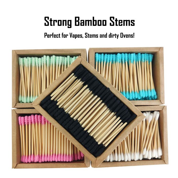 Colored Ribbed Bamboo Stick Cotton Buds for Cleaning Herbal Vapes NZ