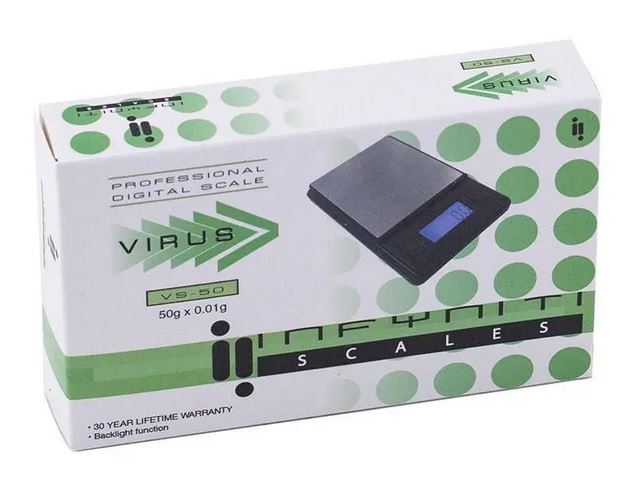 Box for POCKET SCALES - VIRUS 50g X 0.01g INFYNITY SCALES NZ