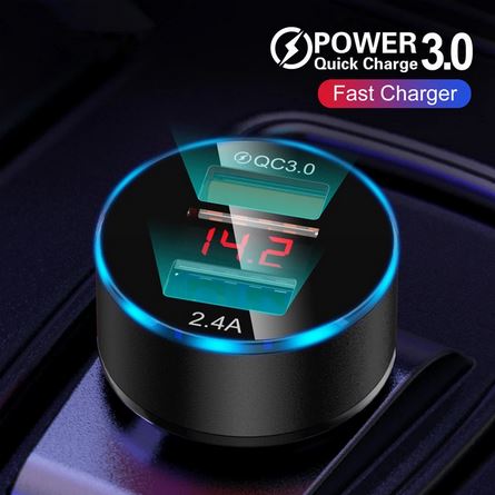 Quick Charge 3.0 - 3.1A Dual USB Car Charger QC 3.0 LED Display Fast Charging NZ