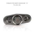 The under side of the Mighty stainless steel cooling unit