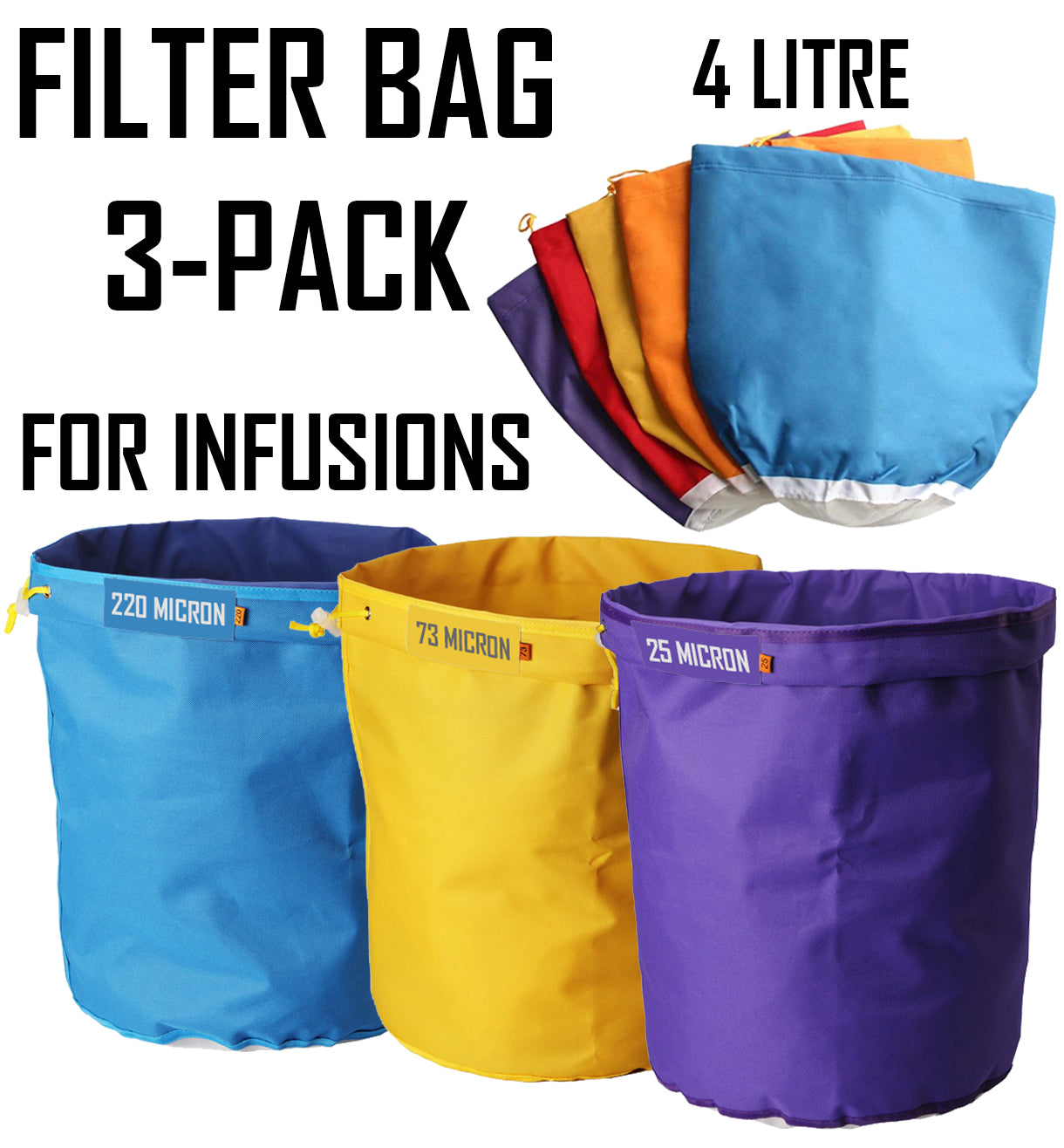 Filter Bag Kit for Infusions 3Pack of 2573220 Micron 4L Bags NZ