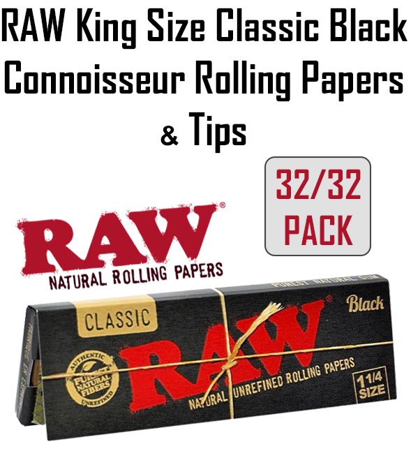 Raw King Size Classic Black Connoisseur Rolling Papers NZ