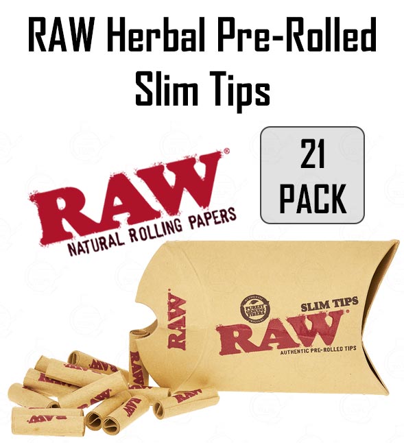 RAW Herbal Pre-Rolled Slim Tips 21 Pack NZ