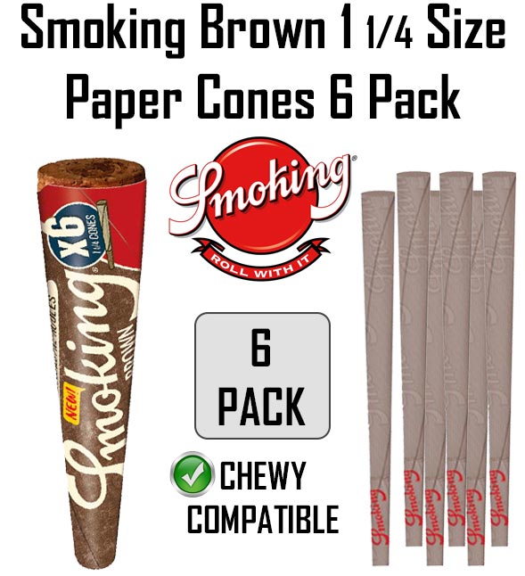 Smoking brown regular size paper cones 6 pack NZ