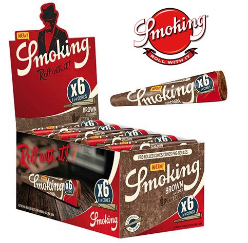 Box of Smoking Brown 1 1/4 Size Paper Cones 6 Pack NZ