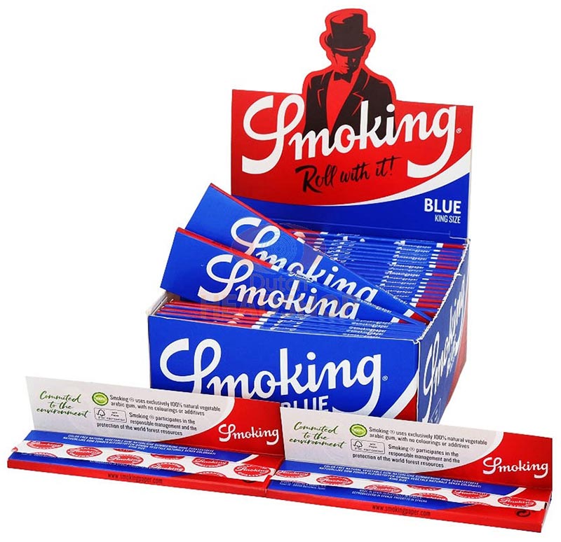 Opened Smoking Blue king size rice rolling papers NZ