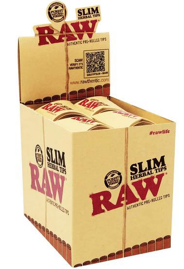Box of RAW Herbal Pre-Rolled Slim Tips 21 Pack NZ